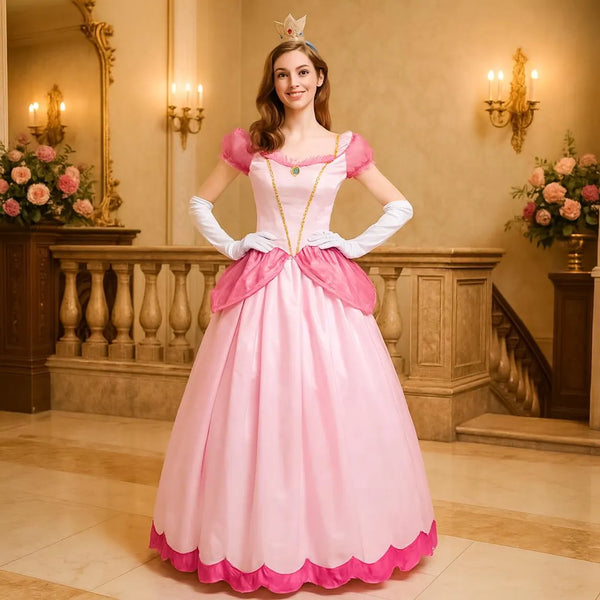 Halloween Adult Princess Peach Cosplay Costume, Cosplay Daisy Princess Dress, Princess Dress for Cosplay, Halloween Costume