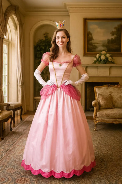 Halloween Adult Princess Peach Cosplay Costume, Cosplay Daisy Princess Dress, Princess Dress for Cosplay, Halloween Costume