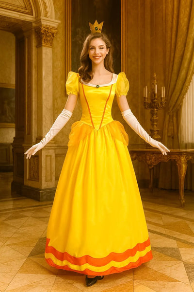 Halloween Adult Princess Peach Cosplay Costume, Cosplay Daisy Princess Dress, Princess Dress for Cosplay, Halloween Costume