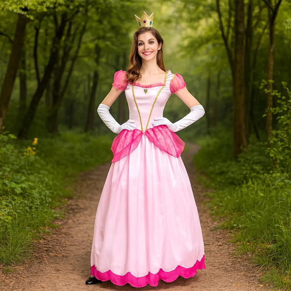 Halloween Adult Princess Peach Cosplay Costume, Cosplay Daisy Princess Dress, Princess Dress for Cosplay, Halloween Costume