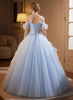 Princess Sky Blue Tulle Prom Dress,Fairy Dresses,Party Dress,Birthday Ball Gown,Girls Graduation Long Dress,Puffy Tulle Dress,Gifts For Her