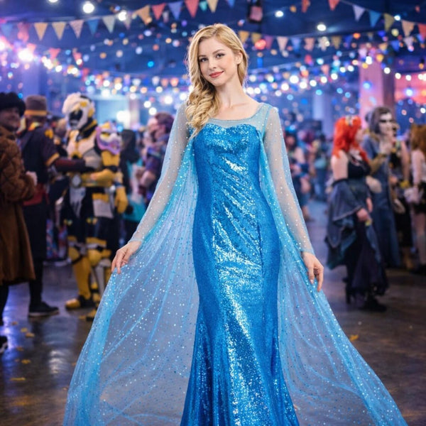 Halloween ice queen dress Elsa cosplay costume  party stage performance