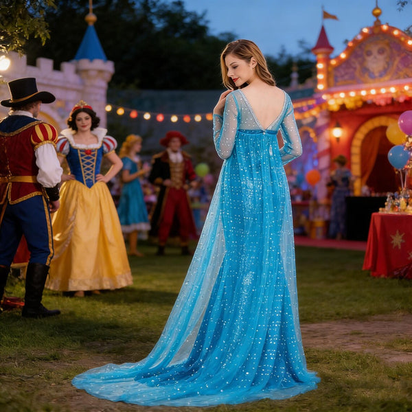 Halloween ice queen dress Elsa cosplay costume  party stage performance