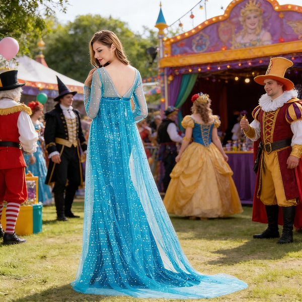 Halloween ice queen dress Elsa cosplay costume  party stage performance