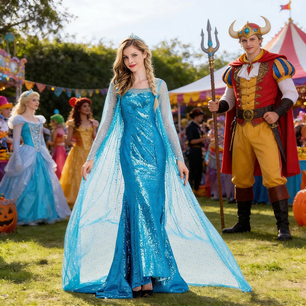 Halloween ice queen dress Elsa cosplay costume  party stage performance