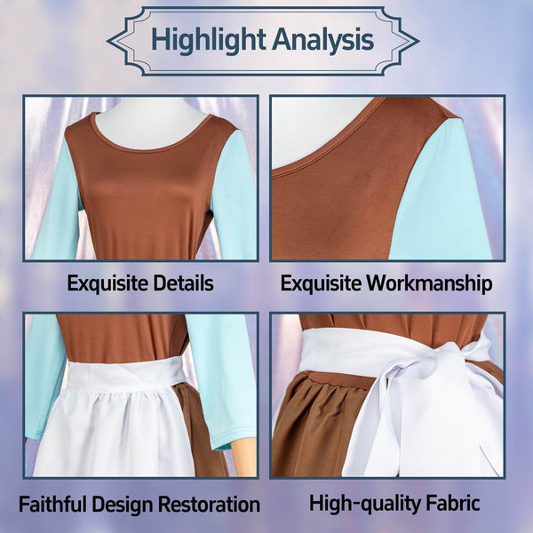 Princess Cinderella Maid Costume Cinderella Peasant Servant Apron Dress Halloween Cosplay Outfit