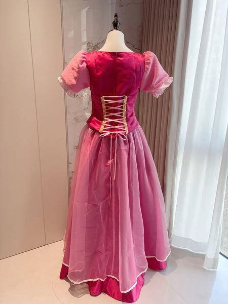 Liana Pink Dress Diamond Gown Castle Cosplay Costume