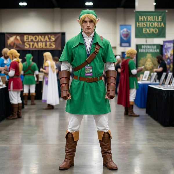 Link Inspired Cosplay Costume, Fantasy Elf Hero Outfit, Green Tunic Cosplay Set