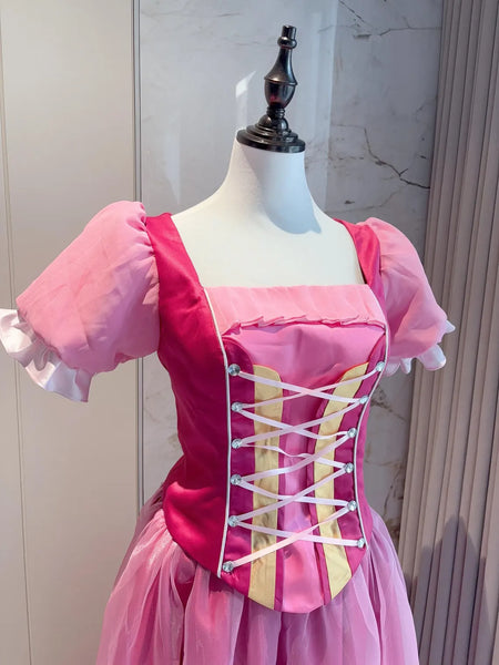 Liana Pink Dress Diamond Gown Castle Cosplay Costume