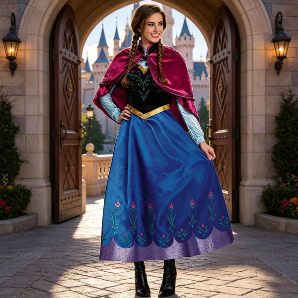 Frozen Inspired Princess Dress Women Ice Queen Costume Blue Snow Gown Halloween Cosplay Fantasy Party Outfit