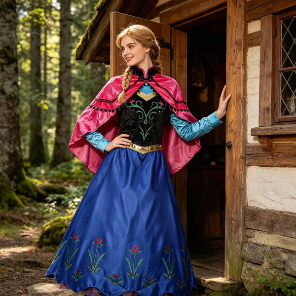 Frozen Inspired Princess Dress Women Ice Queen Costume Blue Snow Gown Halloween Cosplay Fantasy Party Outfit