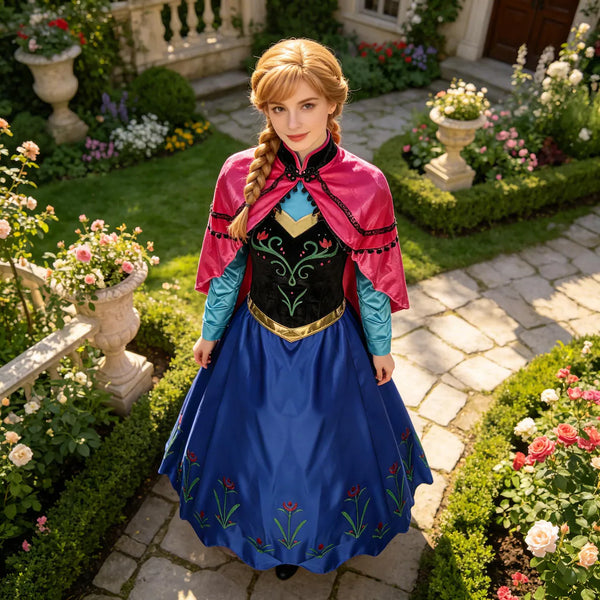 Frozen Inspired Princess Dress Women Ice Queen Costume Blue Snow Gown Halloween Cosplay Fantasy Party Outfit