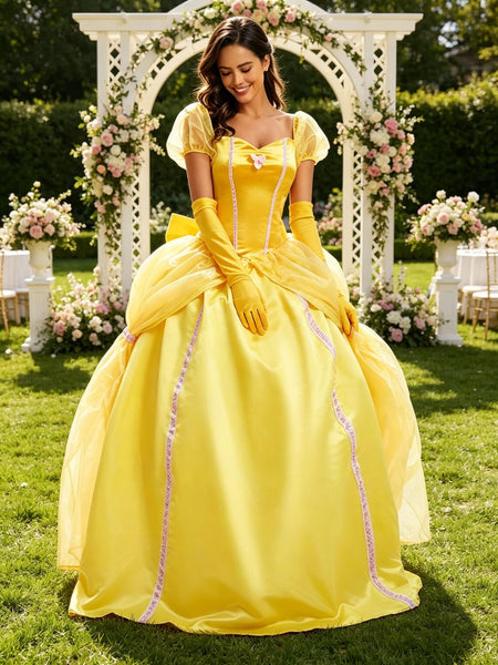 Halloween Beauty and the Beast Belle Dress for Women, Princess Cosplay Gown, Handmade, Warm Natural Style, Party & Performance Costume