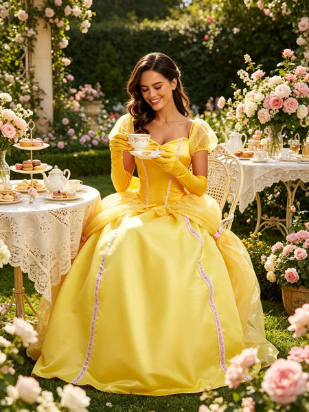Halloween Beauty and the Beast Belle Dress for Women, Princess Cosplay Gown, Handmade, Warm Natural Style, Party & Performance Costume