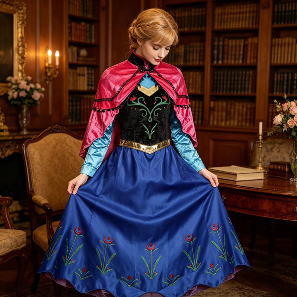 Frozen Inspired Princess Dress Women Ice Queen Costume Blue Snow Gown Halloween Cosplay Fantasy Party Outfit