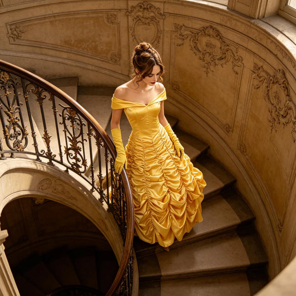 Handmade Belle Princess Costume – Adult Beauty & the Beast Cosplay Dress, Halloween Stage /Theatrical Outfit, Elegant Fairytale Gown