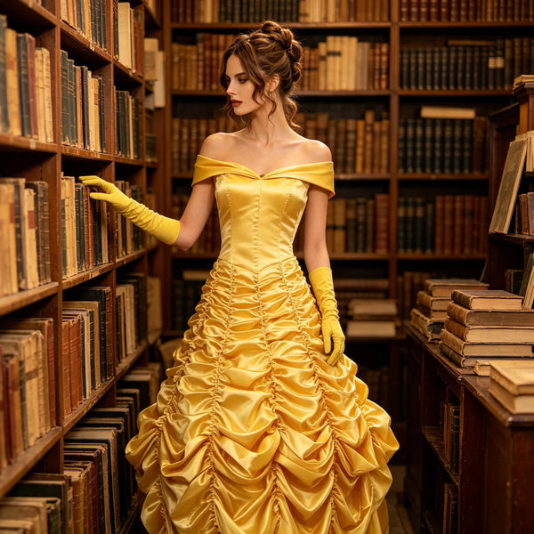 Handmade Belle Princess Costume – Adult Beauty & the Beast Cosplay Dress, Halloween Stage /Theatrical Outfit, Elegant Fairytale Gown