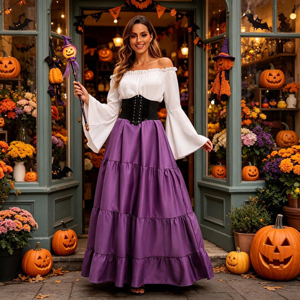 Medieval Queen Costume for Women, Vintage Renaissance Long Dress, Halloween Masquerade & Stage Performance Outfit