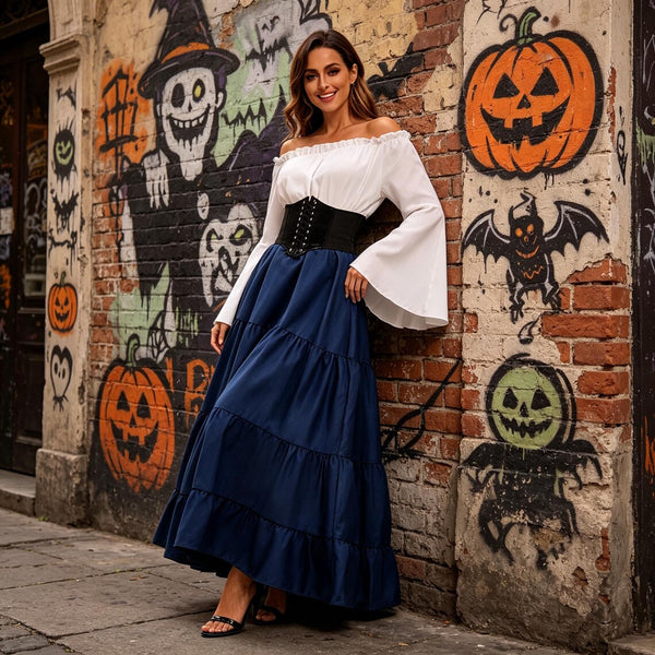 Medieval Queen Costume for Women, Vintage Renaissance Long Dress, Halloween Masquerade & Stage Performance Outfit