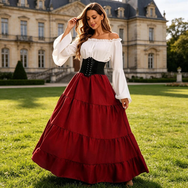 Medieval Queen Costume for Women, Vintage Renaissance Long Dress, Halloween Masquerade & Stage Performance Outfit
