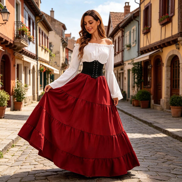 Medieval Queen Costume for Women, Vintage Renaissance Long Dress, Halloween Masquerade & Stage Performance Outfit