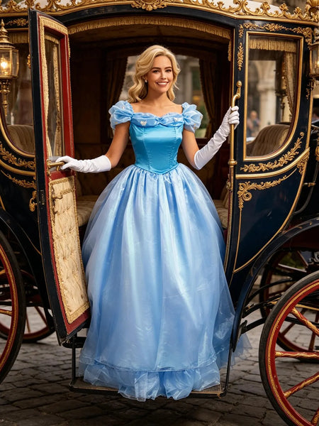 Blue Princess Cosplay Dress, Cinderella Costume, Snow White Inspired Gown, Handcrafted Stage Performance Outfit, Halloween Fairy Tale Dress