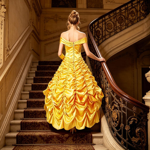 Handmade Belle Princess Costume – Adult Beauty & the Beast Cosplay Dress, Halloween Stage /Theatrical Outfit, Elegant Fairytale Gown