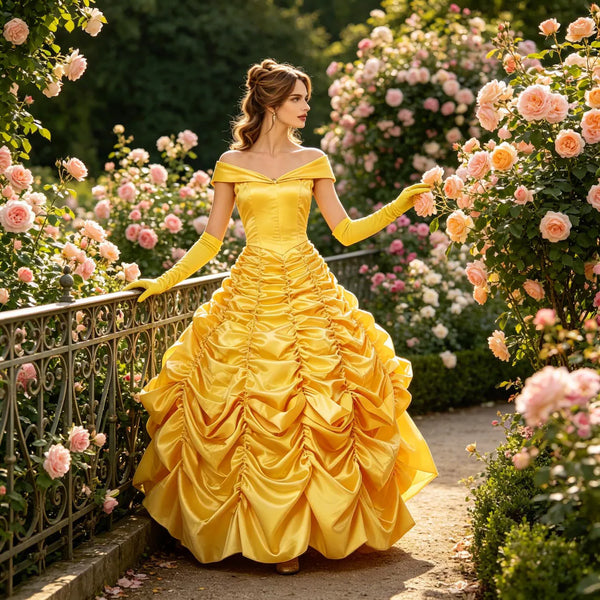 Handmade Belle Princess Costume – Adult Beauty & the Beast Cosplay Dress, Halloween Stage /Theatrical Outfit, Elegant Fairytale Gown