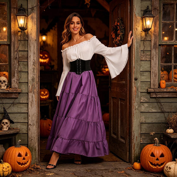 Medieval Queen Costume for Women, Vintage Renaissance Long Dress, Halloween Masquerade & Stage Performance Outfit