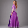 Women Rapunzel Purple Princess Costume, Tangled Cosplay Dress Up Outfit, Lace Up Corset Puff Sleeve Floor Length Ball Gown for Halloween Party