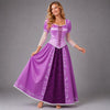 Women Rapunzel Purple Princess Costume, Tangled Cosplay Dress Up Outfit, Lace Up Corset Puff Sleeve Floor Length Ball Gown for Halloween Party