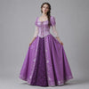 Elegant Purple Rapunzel Cosplay Ballgown, Floral Embroidery Hem Medieval Princess Dress for Adult Halloween Costume Party