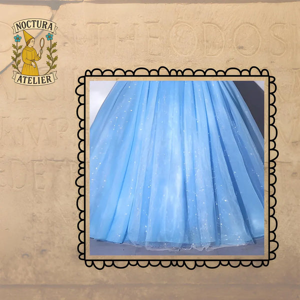 Blue Princess Ball Gown,Sparkly Tulle Graduation Dress,Fantasy Wedding Dress,Fairytale Inspired Puffy Evening Dress,Graduation&Prom Dress