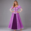 Women Rapunzel Purple Princess Costume, Tangled Cosplay Dress Up Outfit, Lace Up Corset Puff Sleeve Floor Length Ball Gown for Halloween Party