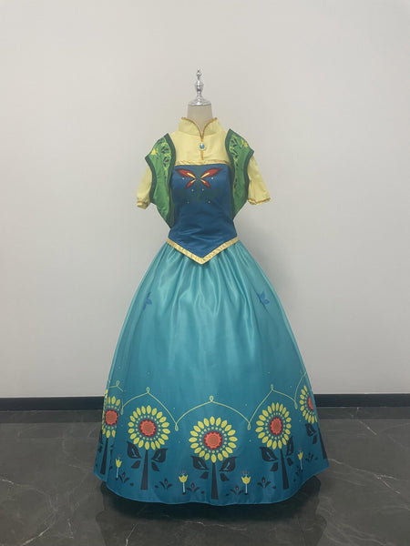 Frozen Fever Anna Cosplay Dress Anna Princess Gown Women Girls Halloween Party Costume