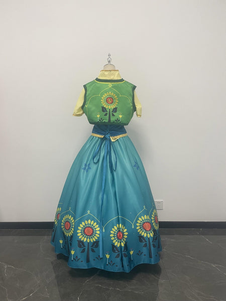 Frozen Fever Anna Cosplay Dress Anna Princess Gown Women Girls Halloween Party Costume