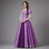 Elegant Purple Rapunzel Cosplay Ballgown, Floral Embroidery Hem Medieval Princess Dress for Adult Halloween Costume Party