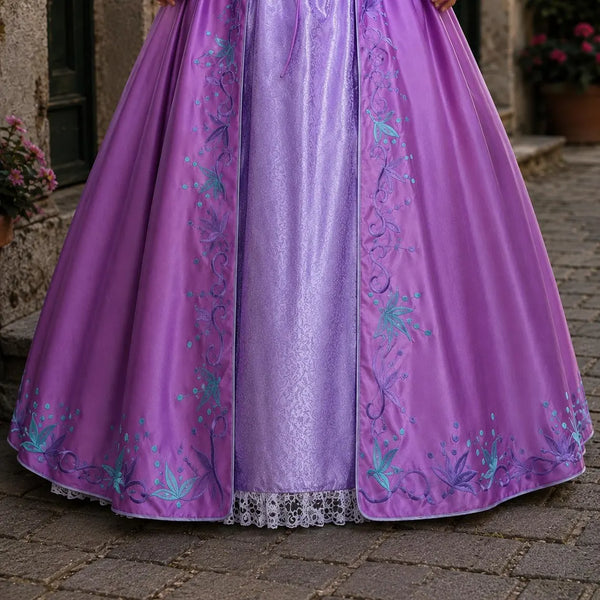 Women’s Fairytale Tower Princess Inspired Dress | Embroidery Fantasy Cosplay Gown for Gothic Party,Halloween Party and Elegant Costume Party