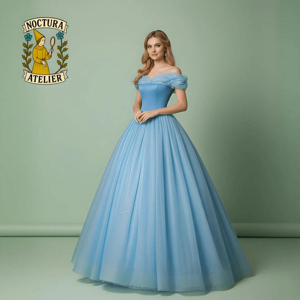 Blue Princess Ball Gown,Sparkly Tulle Graduation Dress,Fantasy Wedding Dress,Fairytale Inspired Puffy Evening Dress,Graduation&Prom Dress