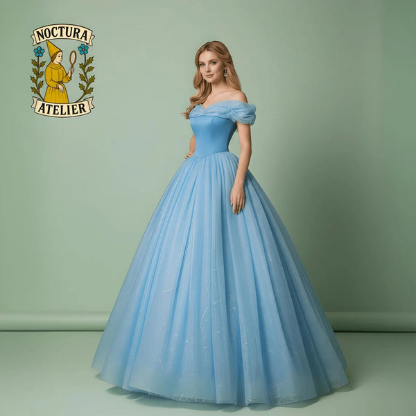 Blue Princess Ball Gown,Sparkly Tulle Graduation Dress,Fantasy Wedding Dress,Fairytale Inspired Puffy Evening Dress,Graduation&Prom Dress