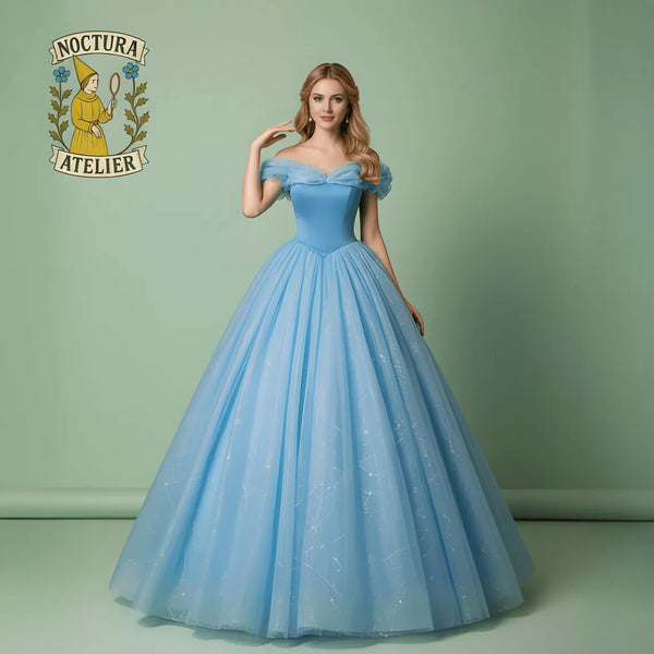 Blue Princess Ball Gown,Sparkly Tulle Graduation Dress,Fantasy Wedding Dress,Fairytale Inspired Puffy Evening Dress,Graduation&Prom Dress