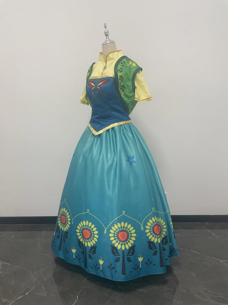 Frozen Fever Anna Cosplay Dress Anna Princess Gown Women Girls Halloween Party Costume
