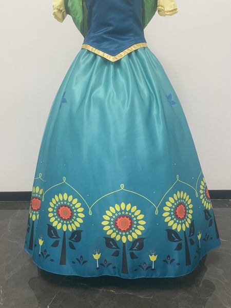 Frozen Fever Anna Cosplay Dress Anna Princess Gown Women Girls Halloween Party Costume