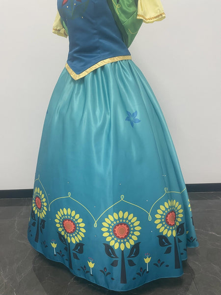 Frozen Fever Anna Cosplay Dress Anna Princess Gown Women Girls Halloween Party Costume