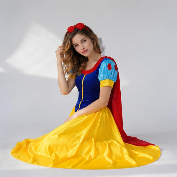 Fairytale Princess Style Costume Dress for Women | Storybook Character Outfit | Adult Cosplay Dress with Cape & Headband