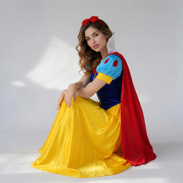 Fairytale Princess Style Costume Dress for Women | Storybook Character Outfit | Adult Cosplay Dress with Cape & Headband