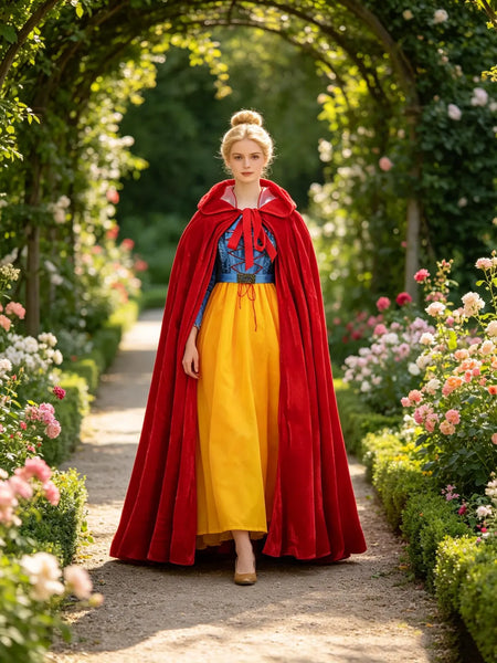 Deluxe Snow White Costume | Hooded Cape Included Fairytale Princess Dress, Storybook Costume for Halloween Dress-Up, Parties and Photoshoots