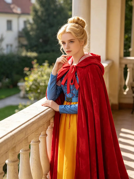 Deluxe Snow White Costume | Hooded Cape Included Fairytale Princess Dress, Storybook Costume for Halloween Dress-Up, Parties and Photoshoots