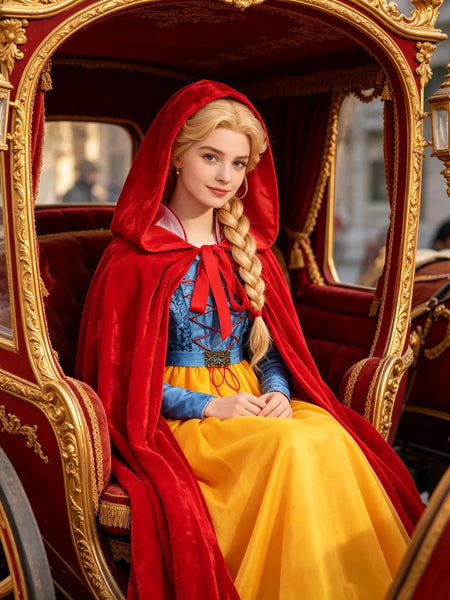 Deluxe Snow White Costume | Hooded Cape Included Fairytale Princess Dress, Storybook Costume for Halloween Dress-Up, Parties and Photoshoots