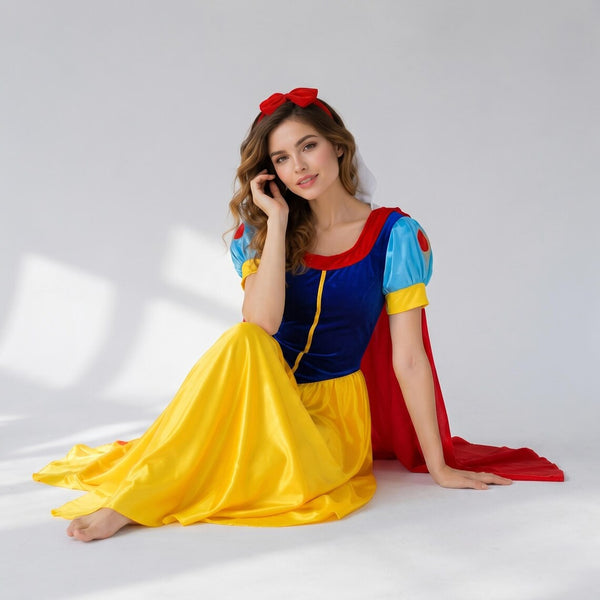 Fairytale Princess Style Costume Dress for Women | Storybook Character Outfit | Adult Cosplay Dress with Cape & Headband